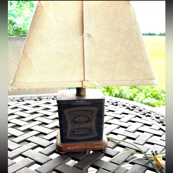 Vintage Barringer & Browns Mustard Tin Table Lamp - Picture 4 of 4